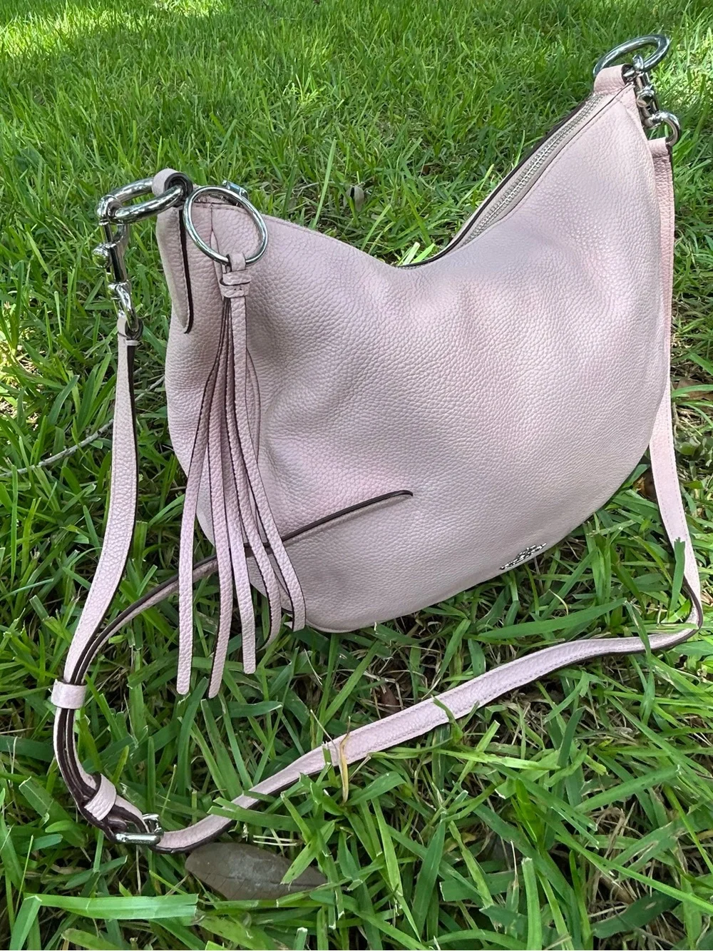 Coach Pebbled Sutton Leather Hobo Bag - Light Pink